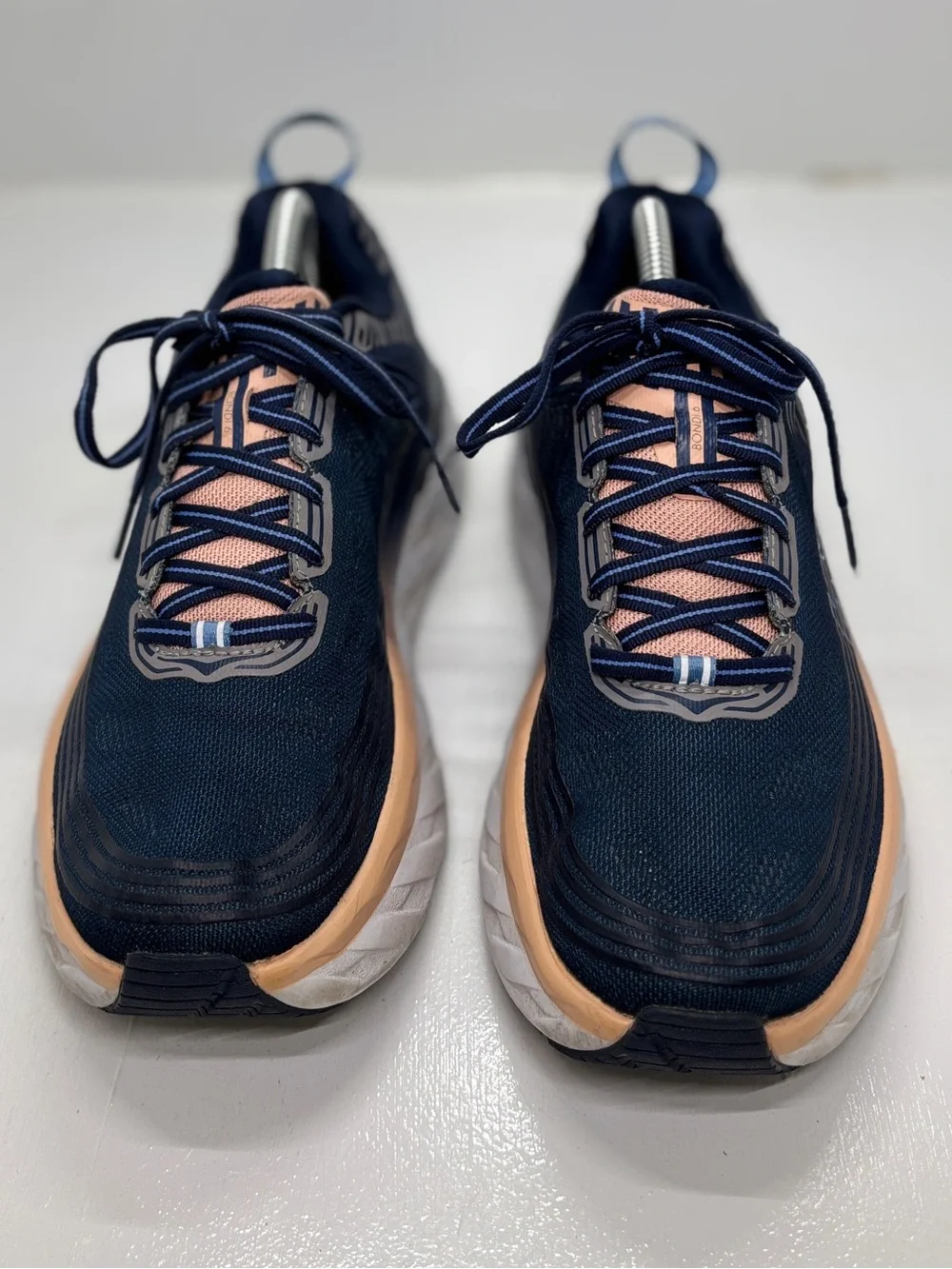 HOKA One One Bondi 6 Women’s 9.5 Wide D Navy Peach Running Shoes 1019270 MIDP